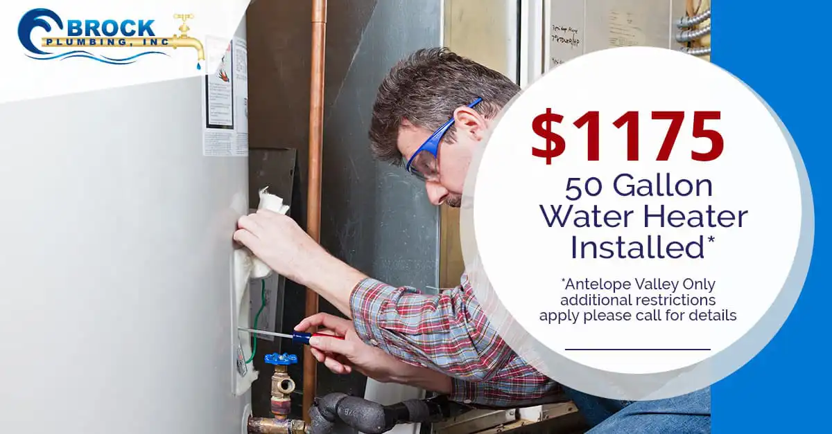 Fifty gallon water heater installed in a Quartz Hill, CA home