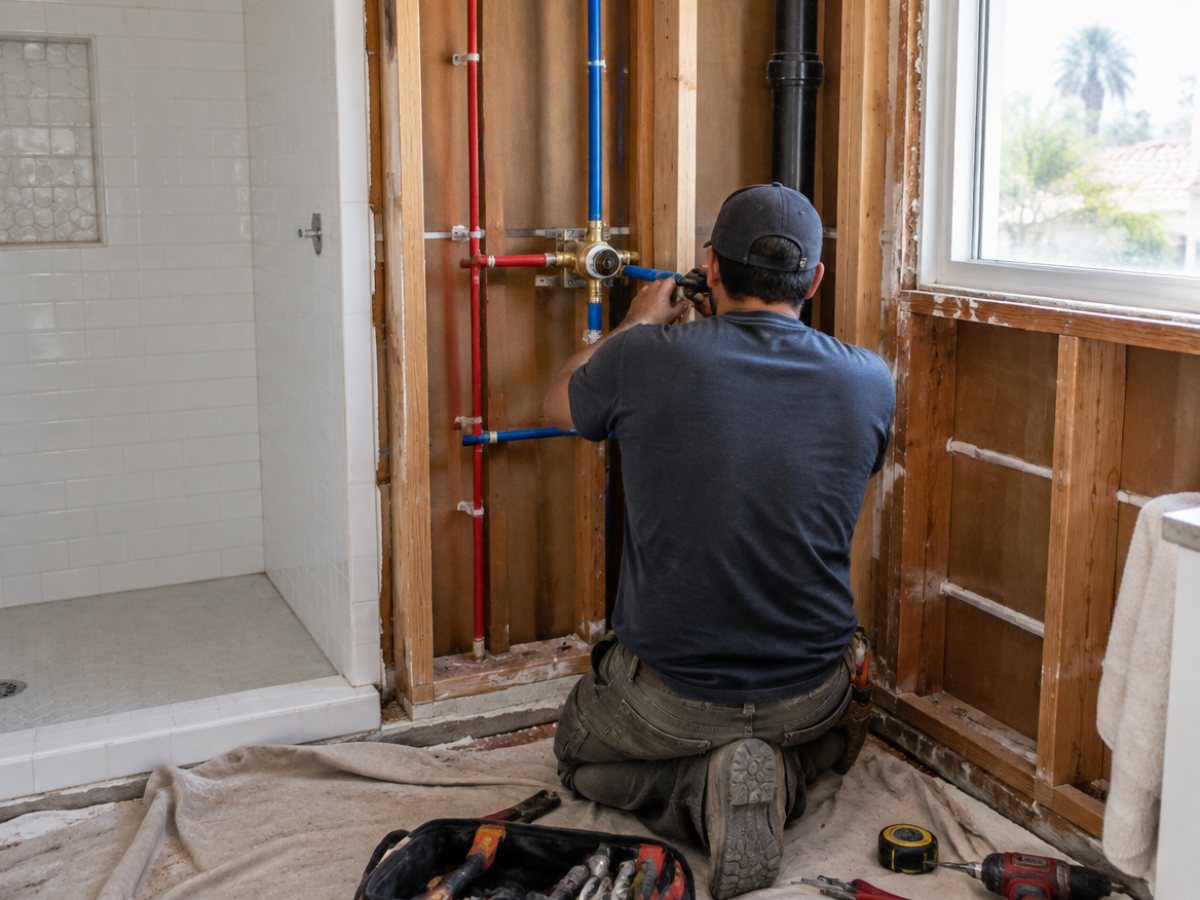Bathroom remodel plumbing in Santa Clarita, CA